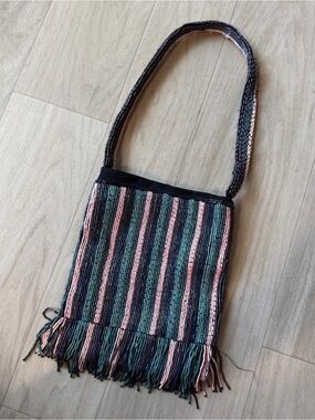 Anthropologie Aubrey Beaded Fringe Mini Bag Vintage Boho Shoulder Purse
